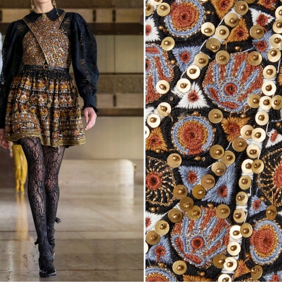 NEW with Defects Ulla Johnson Size 2 PRIYA Dress Embroidered Beaded Crisscross - Picture 2 of 12